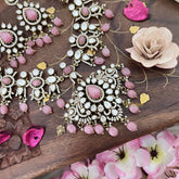 Premium Baby Pink Victorian Diamond Neckpiece-VV1861